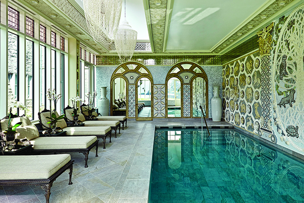 Spa relaxation area with swimming pool